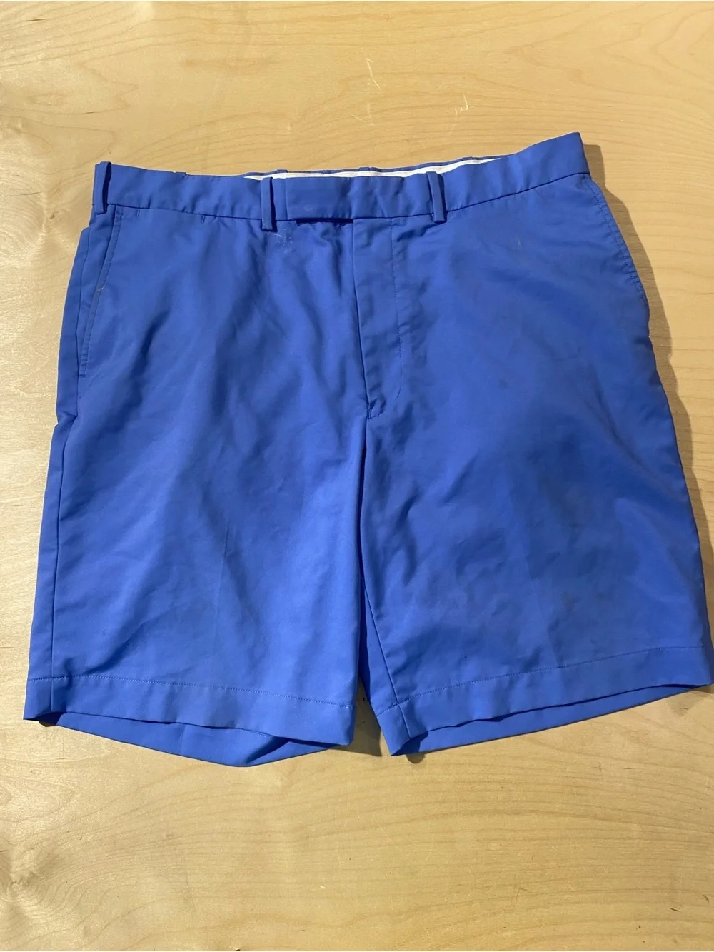 Ralph Lauren Royal Blue Flat-Front Cotton Shorts 38 (RS)